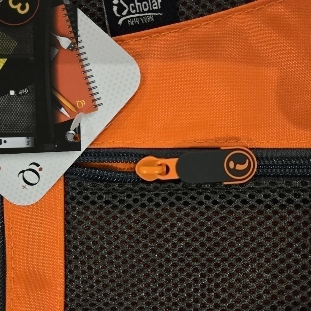 iScholar Jumbo Expandable Pencil Pouch, 3 Pockets, Orange
